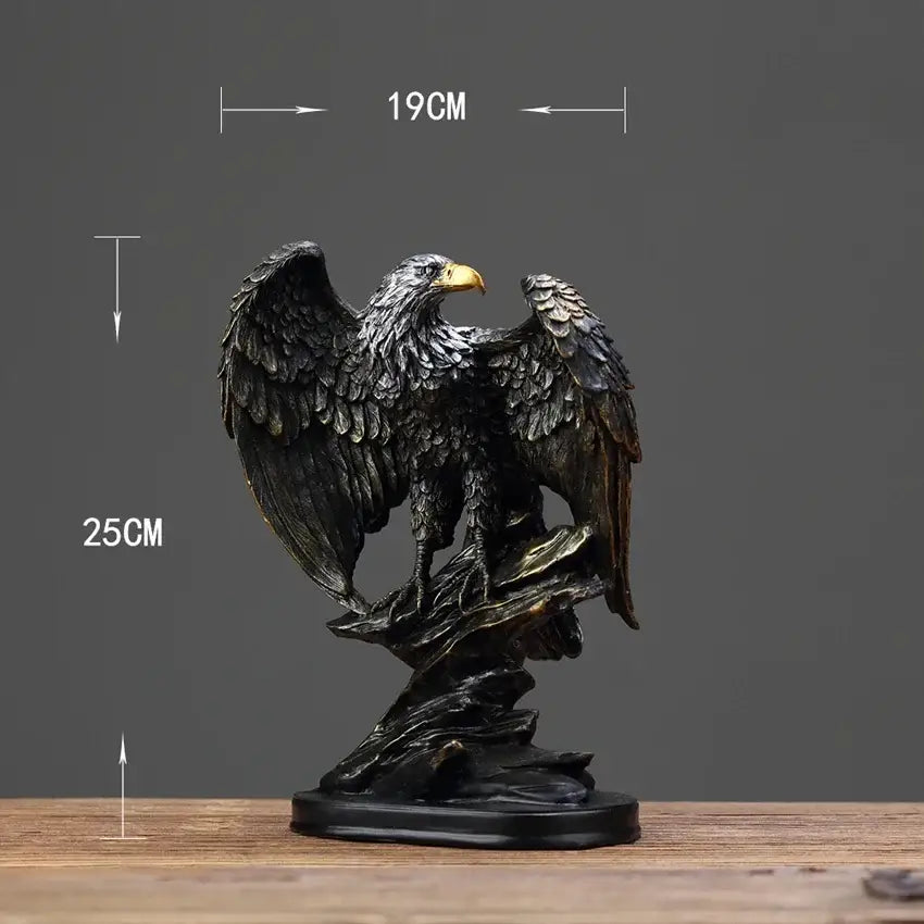 Bronze and gold eagle statue resin ornament for office decor