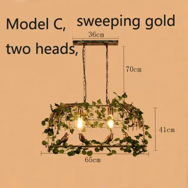 Bronze birdcage pendant lights with garland for dining room