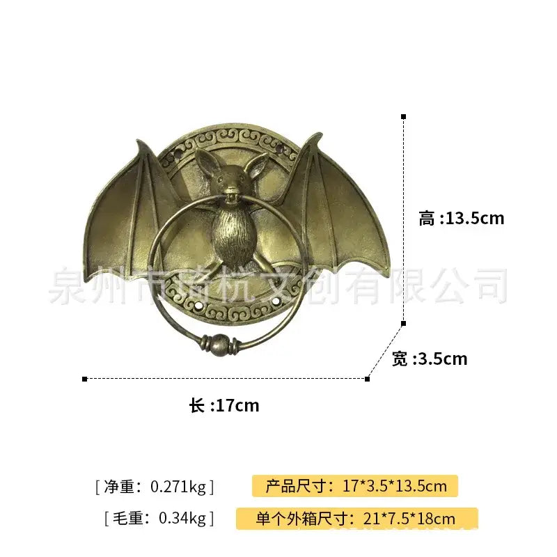 Bronze dog and bat head door knocker – courtyard wall pendant