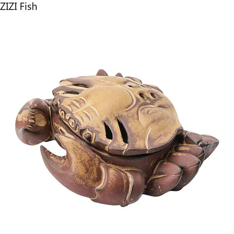 Brown & beige crab ceramic incense burner living room aromatherapy plate