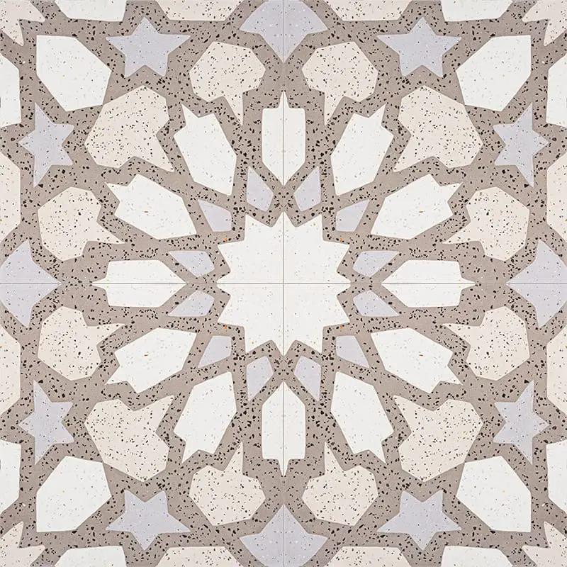 Brown, Light Brown, Beige, Gray Polished Arietta Cement Tiles 8x8