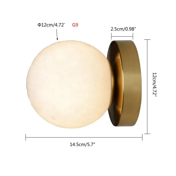 Brushed brass circular planet wall lamp bedroom globe light
