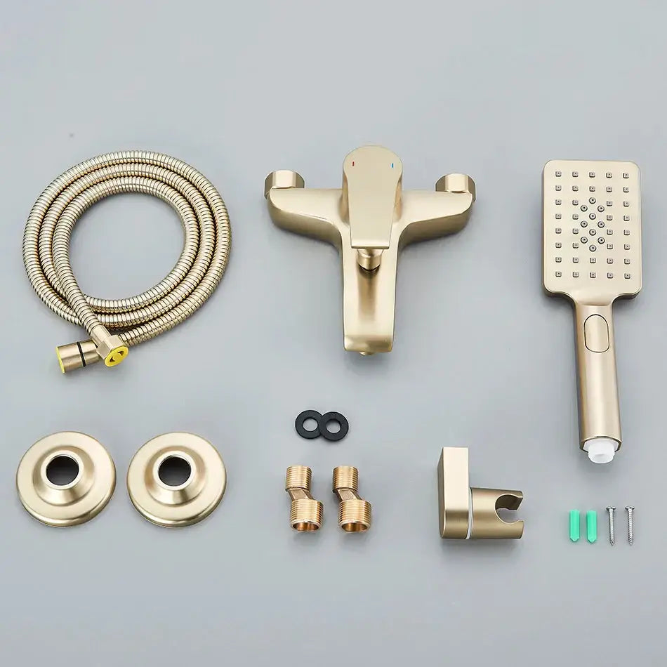 Brushed gold and black shower faucet mixer set bathroom fixture