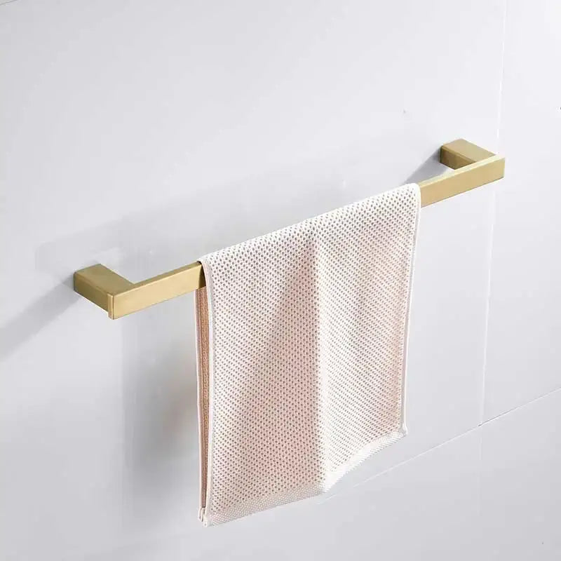 Brushed gold and white stainless steel bathroom accessory set