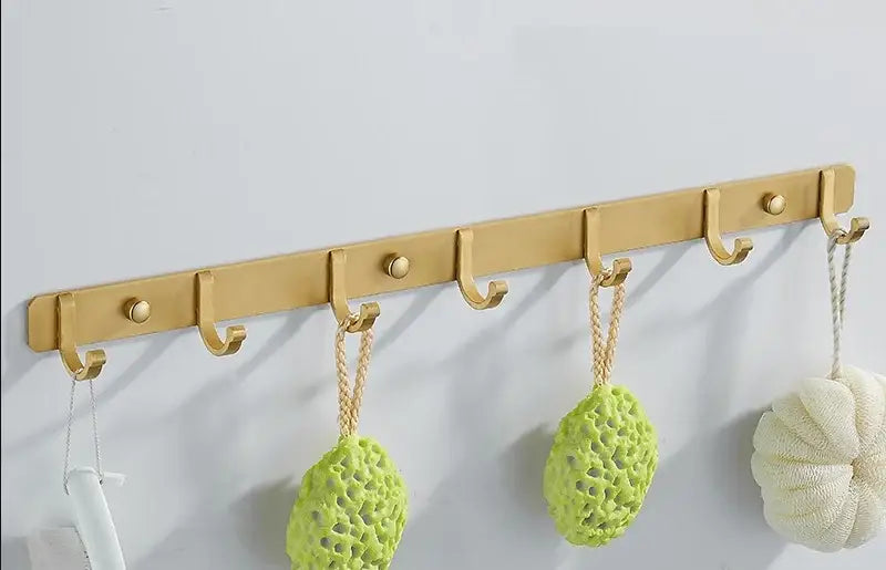 Brushed gold robe hooks 5 hook kitchen wall rack