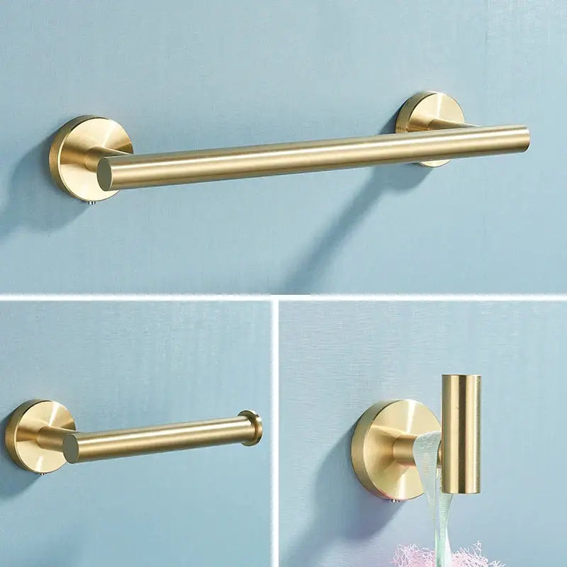 Brushed gold stainless steel bathroom accessories set – bathroom