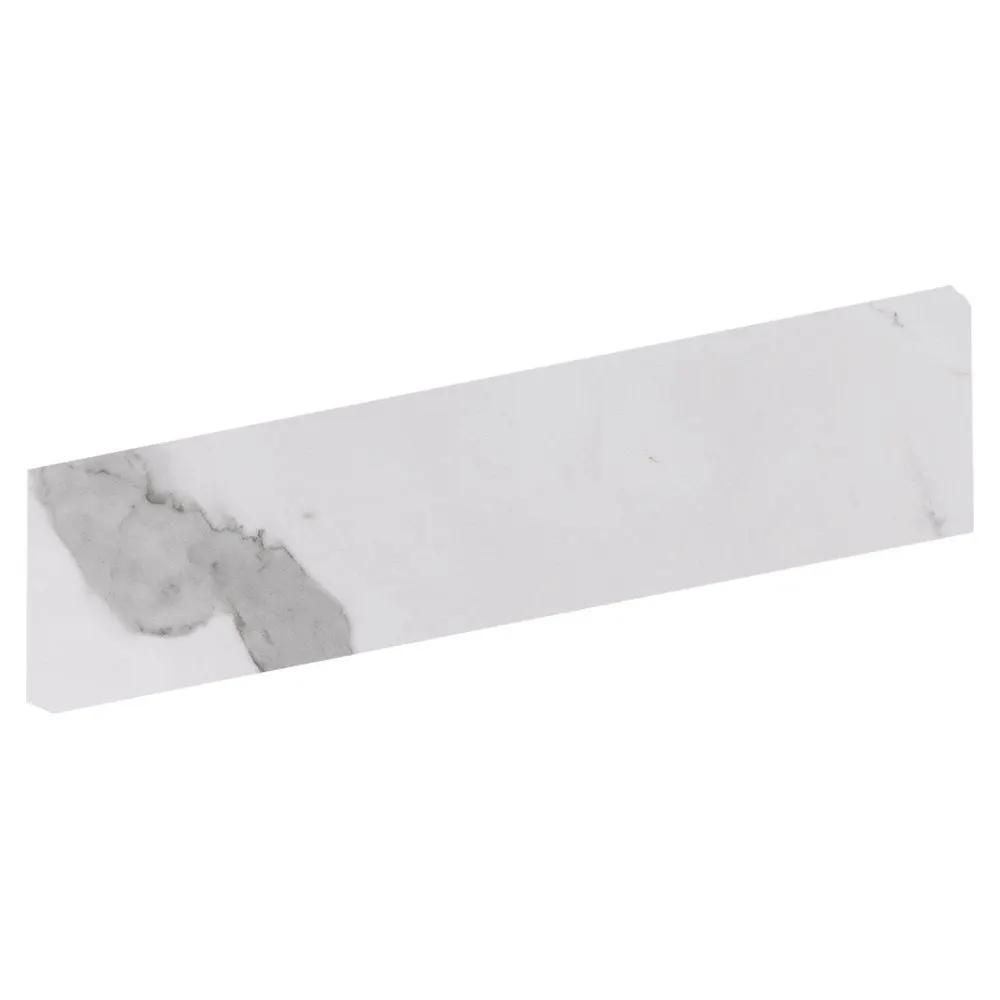 Calacatta Bright Polished Bullnose Marble Look Porcelain Base 4x24