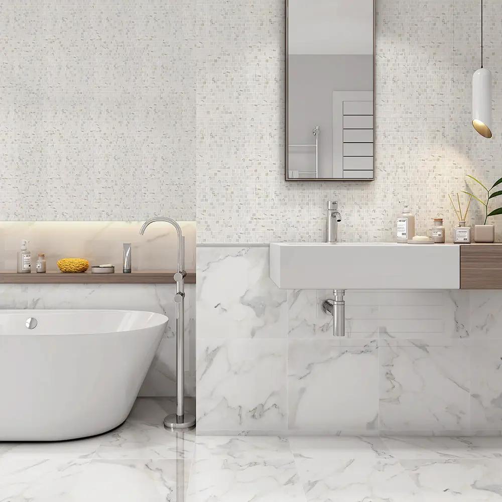 Calacatta Gold Polished 5/8x5/8 Marble Mosaics 12x12