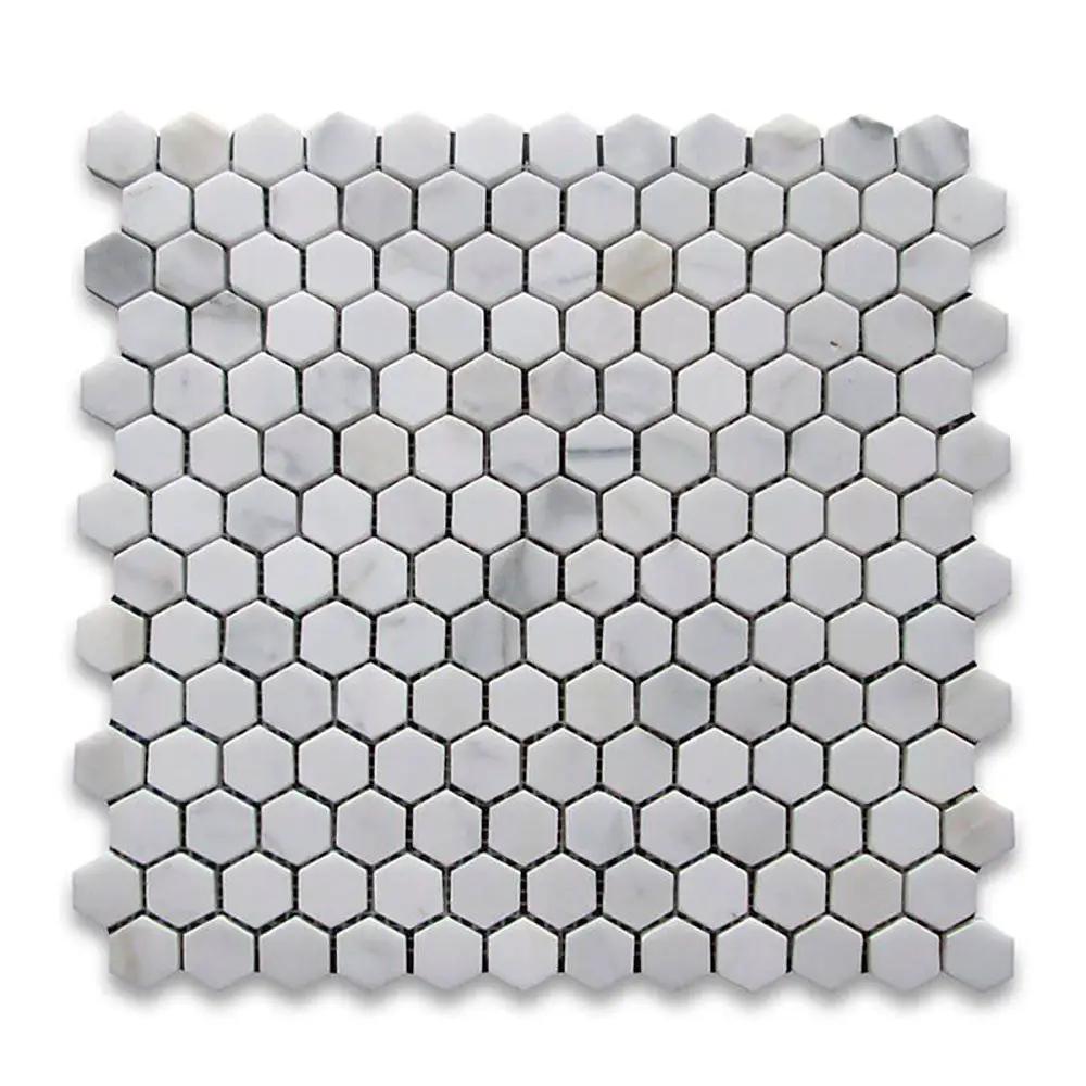 Calacatta Gold Standard Honed Hexagon 1x1 Marble Mosaics 12x12