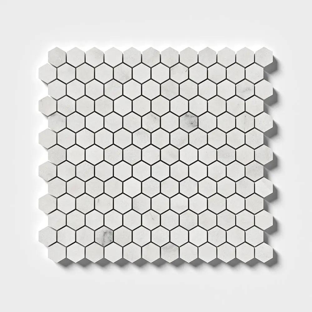 Calacatta T Honed Hexagon 1x1 Marble Mosaics 11 1/2x12 1/4