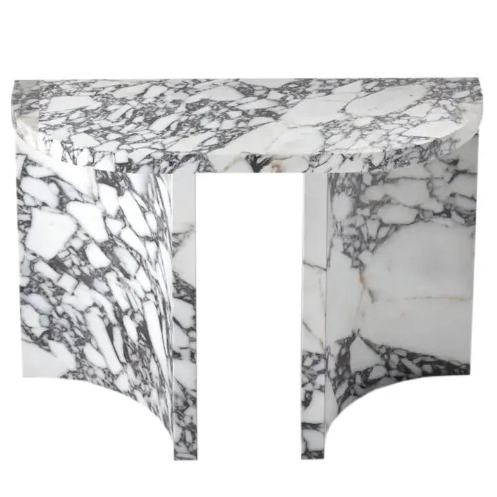 Calacatta Viola Marble Designer Console Table Polished Finish Curved Arched Legs
