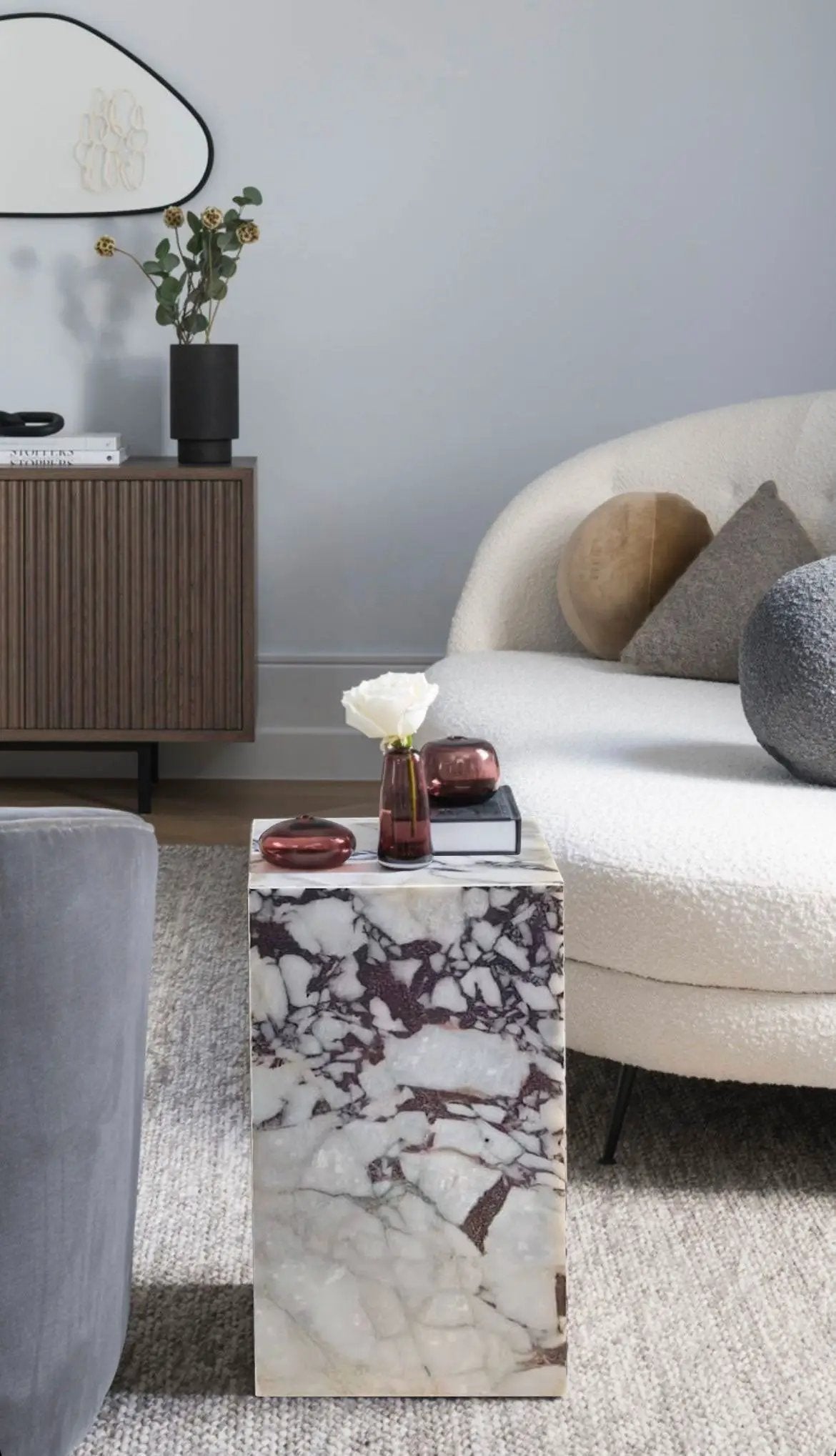 Calacatta Viola Marble Cube Design Modern Polished End Table Nightstand 14x14x24