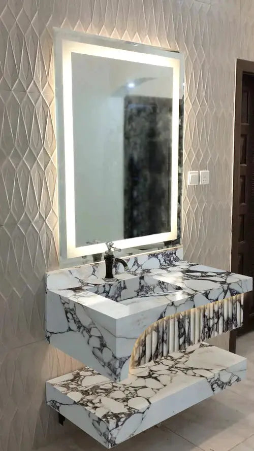 Custom Calacatta Viola Marble Wall Mount Bathroom Sink