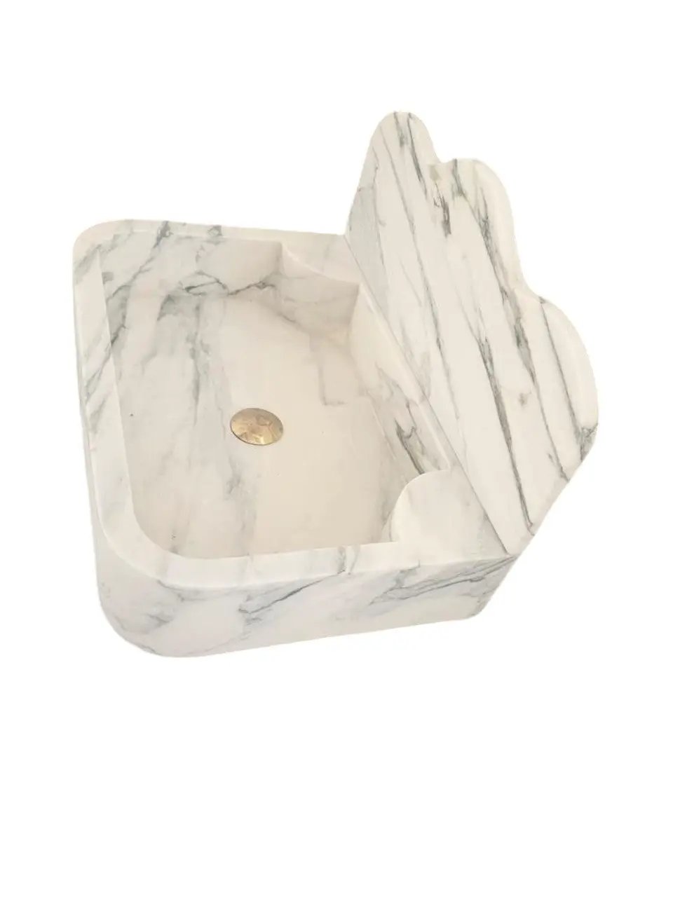 Calacatta White Marble Wall Mount Bathroom Sink 24x16 With Backsplash