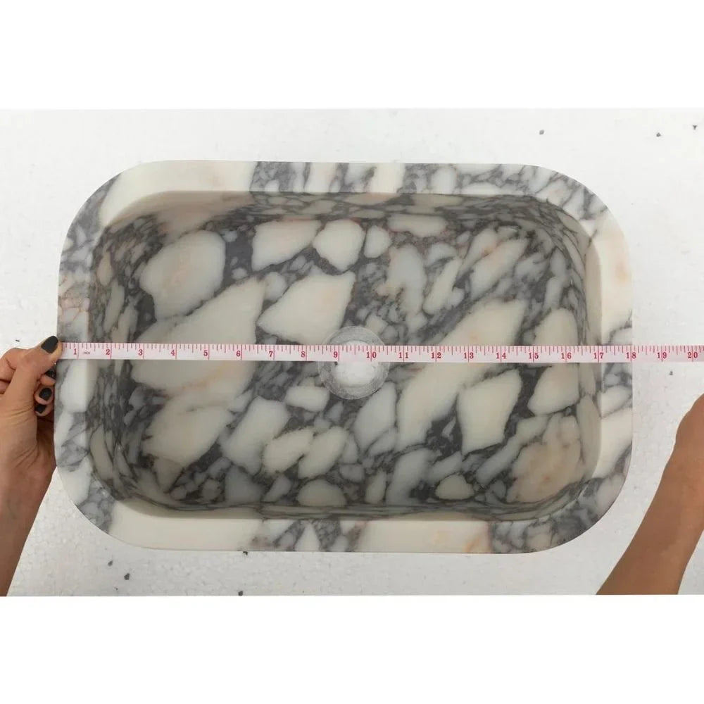 Calacatta Viola Marble Rectangular Wall-mount Bathroom Sink (L)18" (W)12" (H)6" - READY TO SHIP