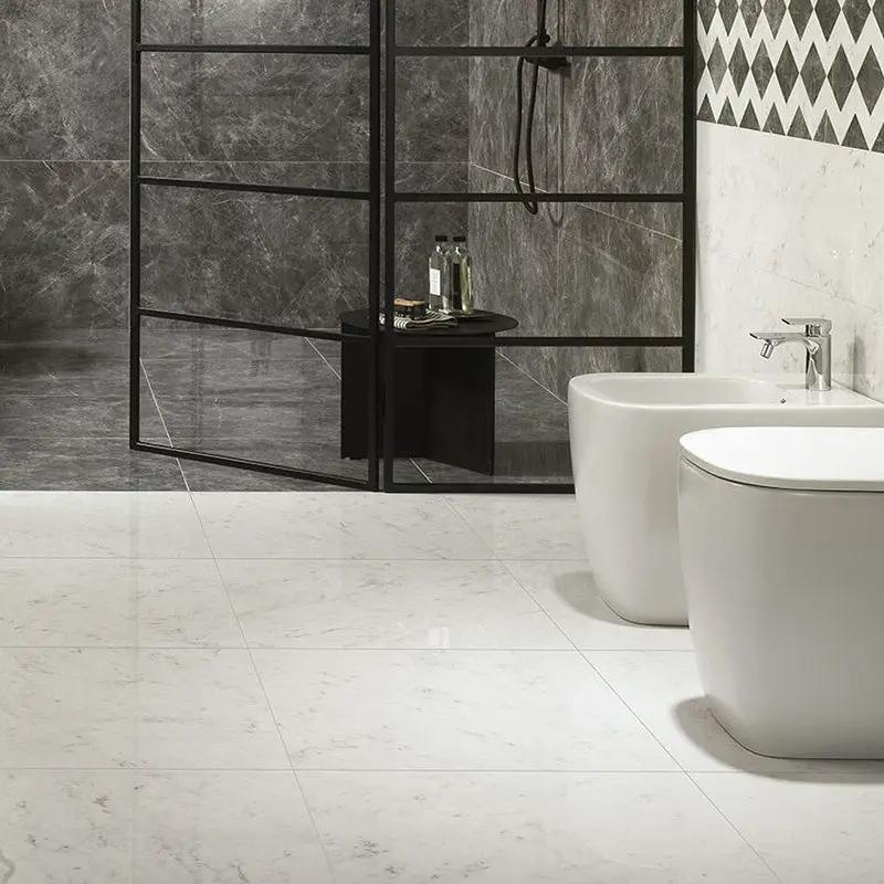 Carrara Blanco Natural Marble Look Porcelain Tiles 12x24