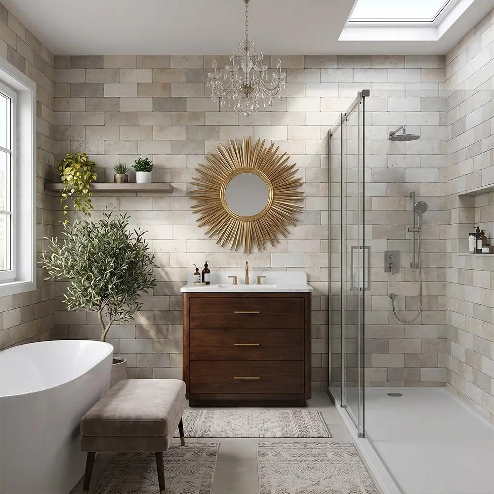 Carrara Contour Warm Walnut Bathroom Vanities 37x22