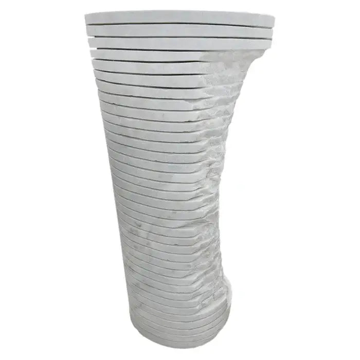 GMStone White Marble Pedestal Sink Round 16x16 Inch