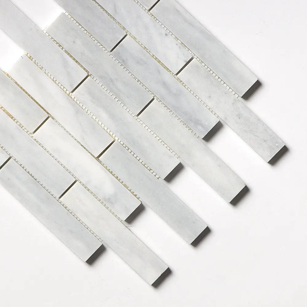 Carrara T Honed 1 1/4x6 Marble Mosaics 12x12
