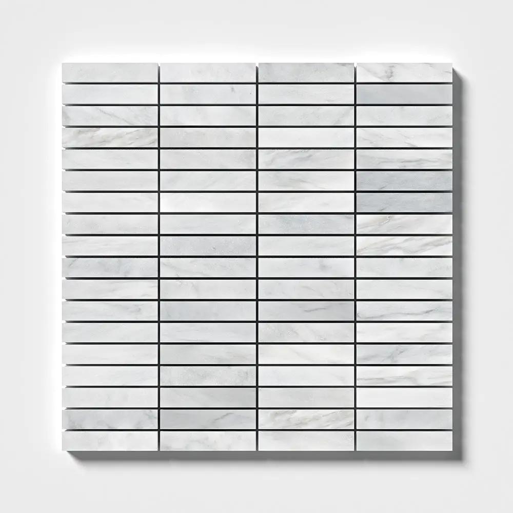Carrara T Honed 5/8x3 Marble Mosaics 12x12