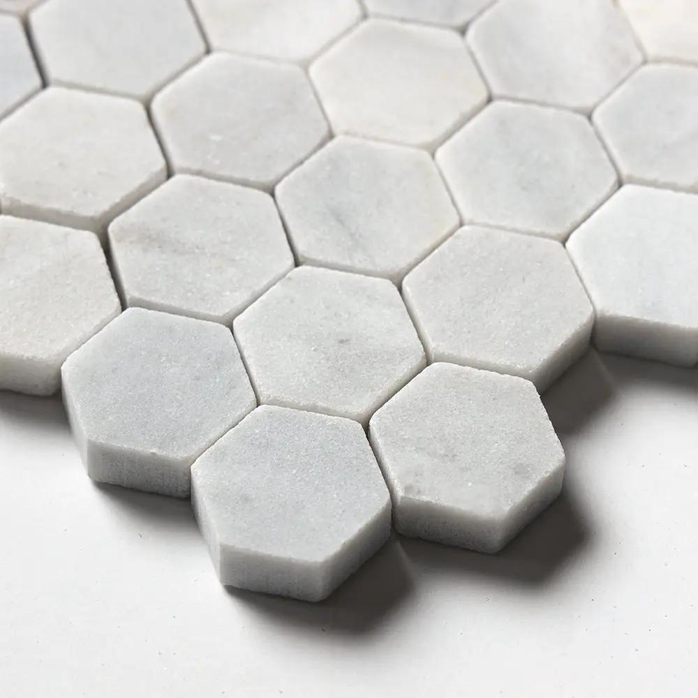 Carrara T Honed Hexagon 1x1 Marble Mosaics 11 1/2x12 1/4
