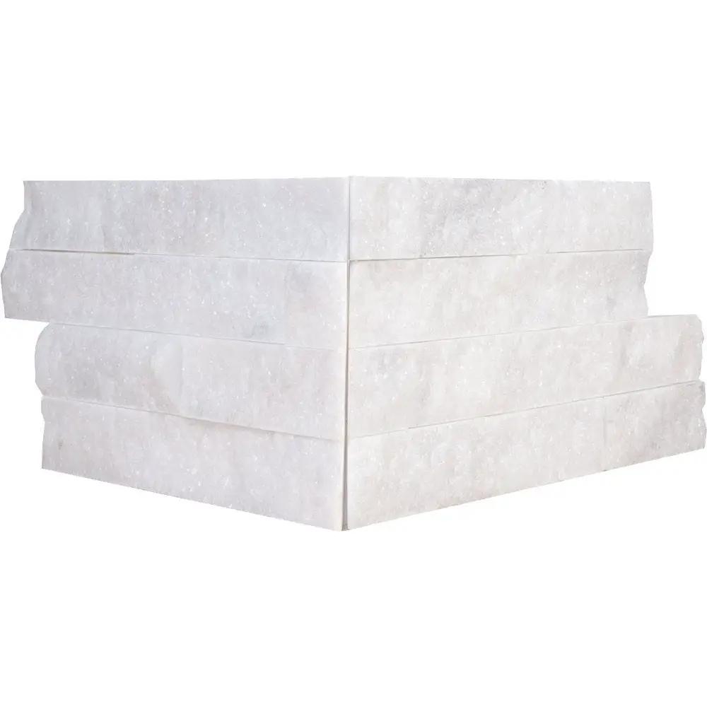 Carrara T Rock Face Corner Marble Ledger Panel 6x12