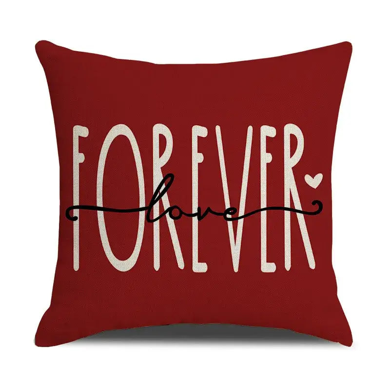Cartoon cat linen pillowcase red teacup design living room cushion