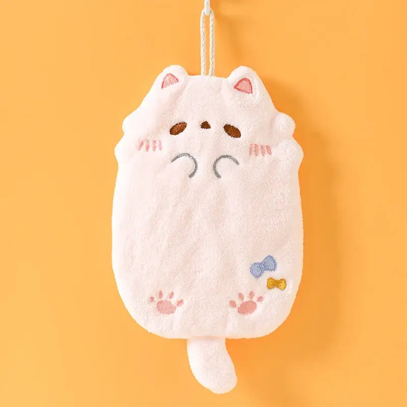 Cartoon cat pink & gray microfiber hand towel kitchen cleaning cloth