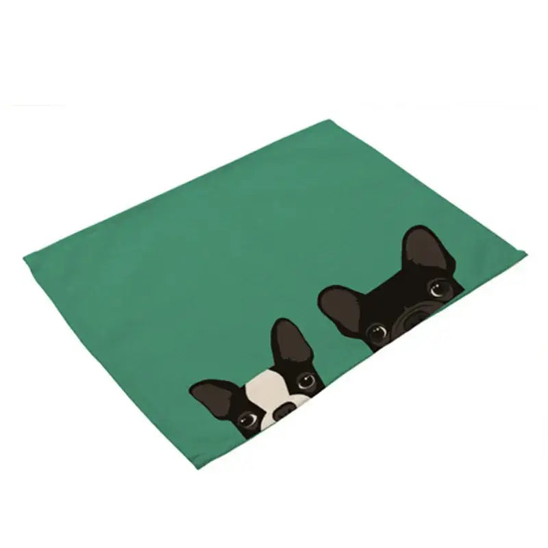 Cartoon dog pattern cotton linen table mats dining room set of 4