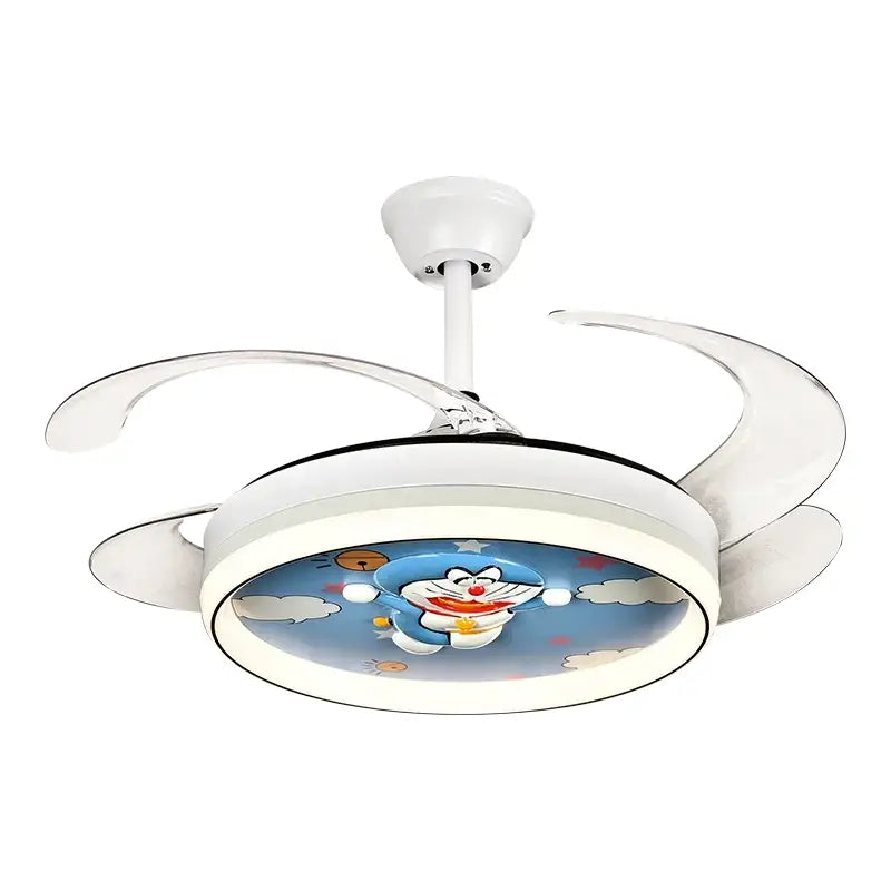 Cartoon doraemon white ceiling fan light bedroom smart remote control