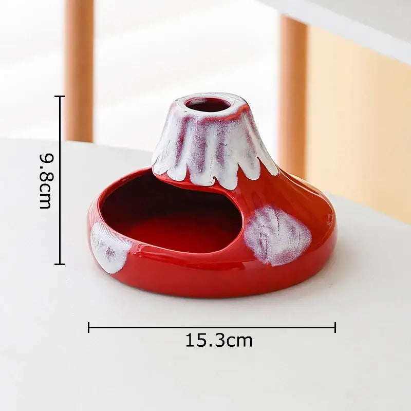 Cartoon volcanic ceramic ashtray red & white office desk decor