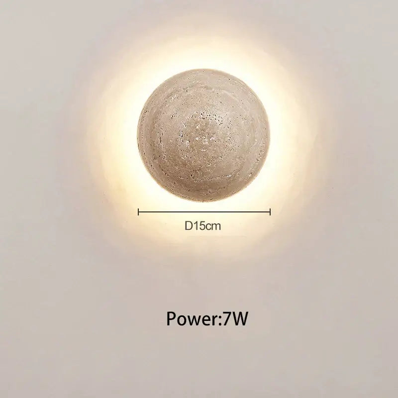 Cave stone yellow textured sphere wall lamp for bedroom ambiance