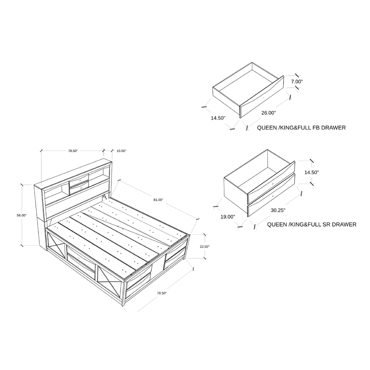 Lucille - Bed With Storage And Bookcase Headboard
