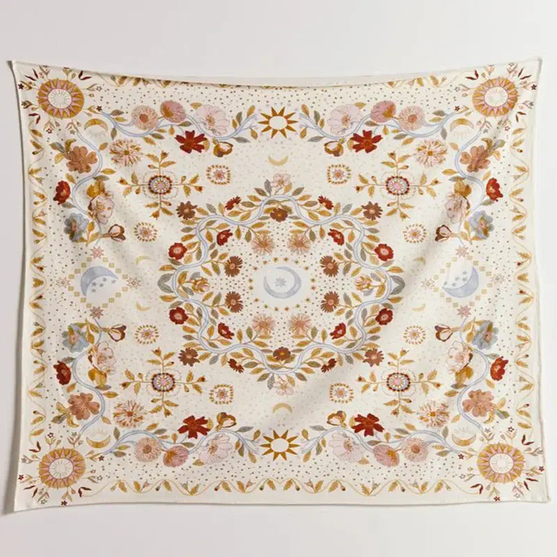 Celestial floral moon phase tapestry bedroom wall decor