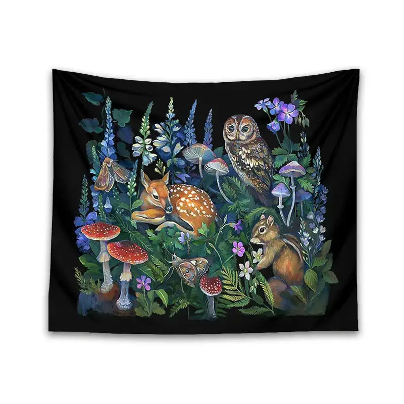 Celestial mushroom botanical wall hanging bedroom woodland tapestry