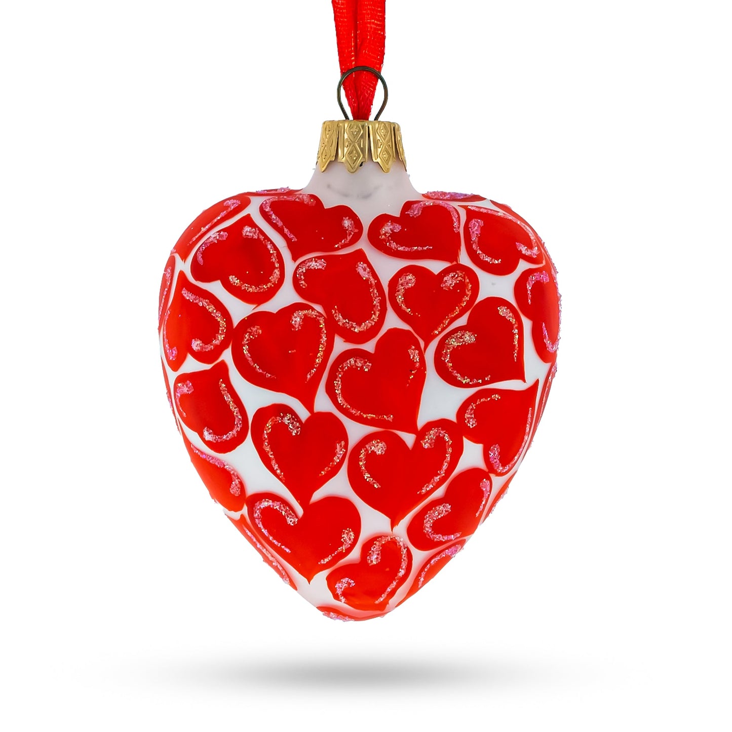 Glass Heart with I Love You Text Christmas Ornament