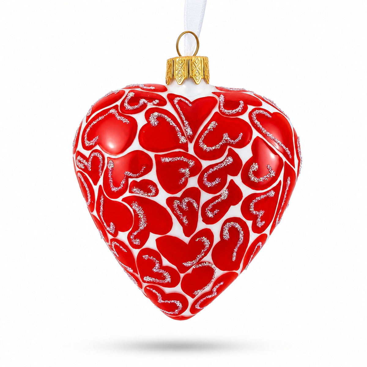 I Love You Glass Heart Christmas Ornament