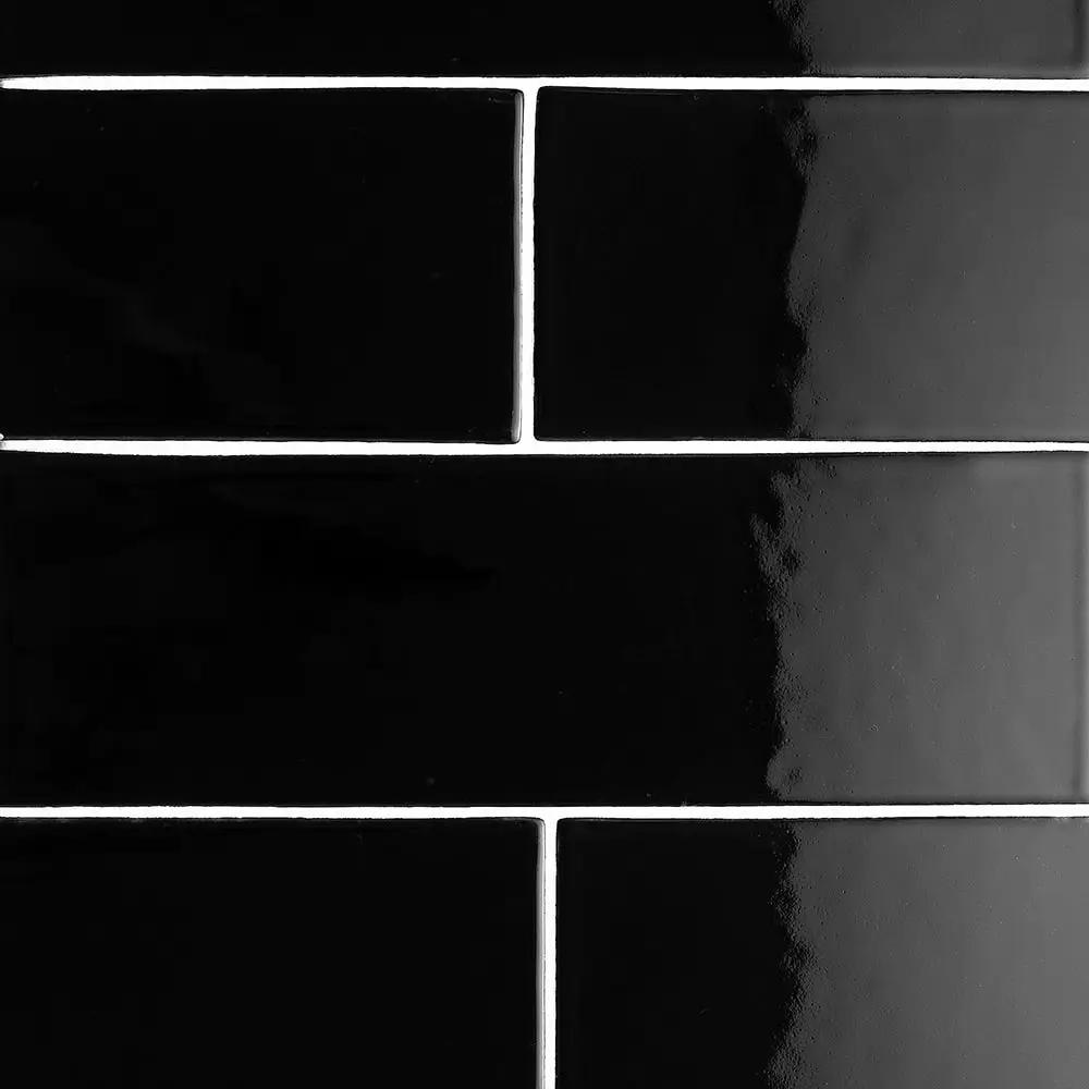 Midnight Glossy Subway Ceramic Tiles 4x12