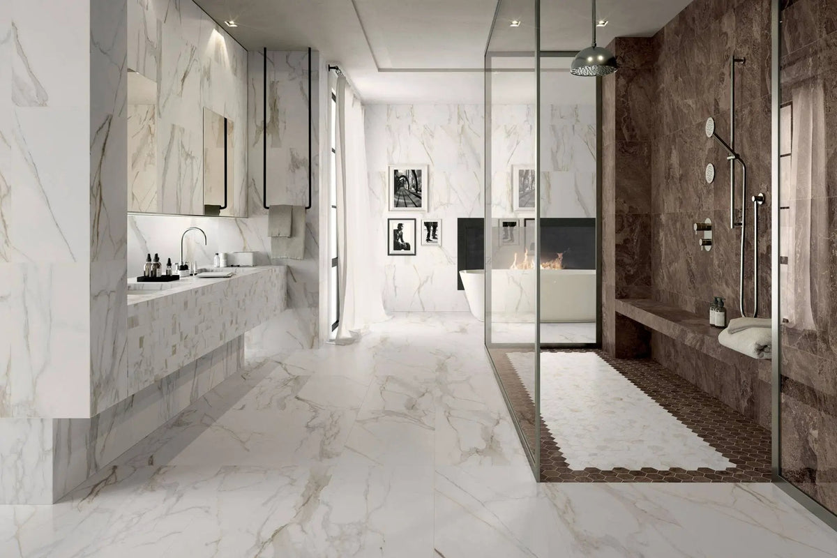 Charme Calacatta Gold Marble Look Porcelain Tiles 12x24