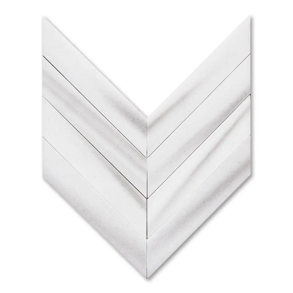 Mink White Polished Chevron Waterjet Marble Mosaics 13x10
