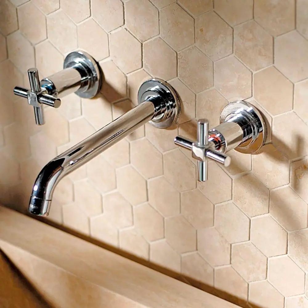 Chiaro Honed Filled Hexagon Travertine Mosaics 10 3/8x12