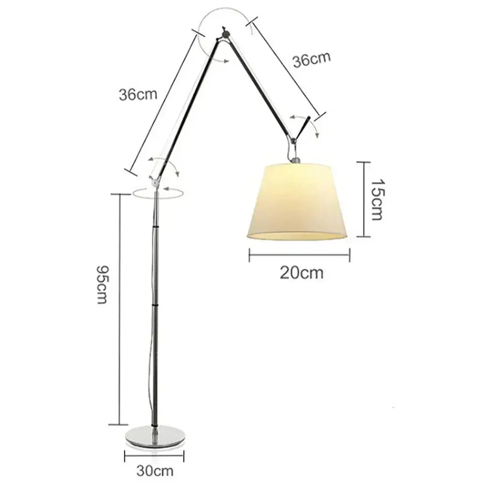 Chrome adjustable industrial wall light bedroom fabric shade