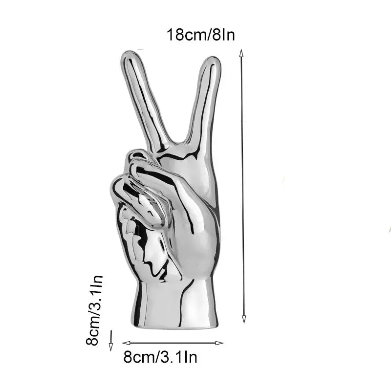 Chrome ceramic love gesture figurine sculpture living room decor