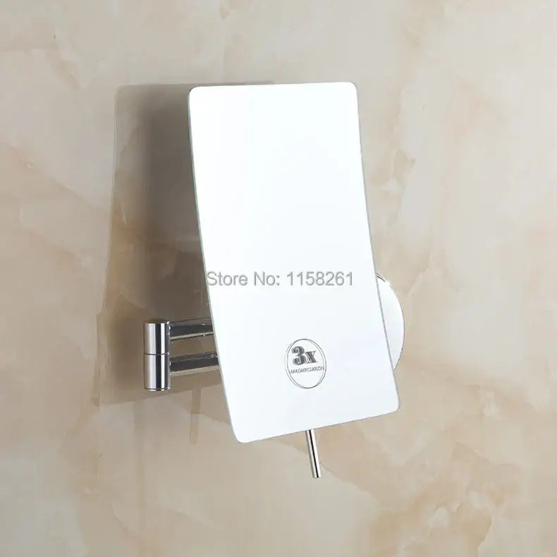Chrome square magnifying wall makeup mirror bathroom folding arm