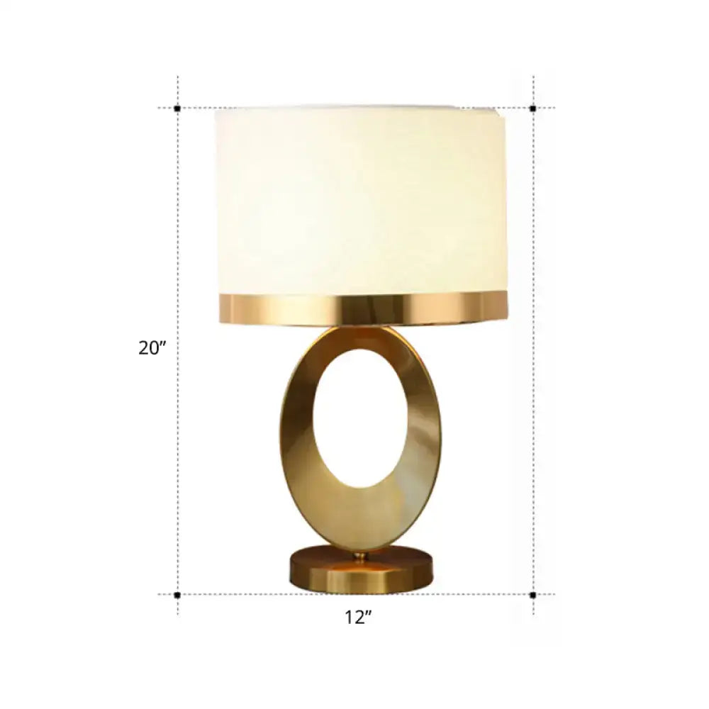 Classic gold oval base table lamp with drum shade bedroom lighting
