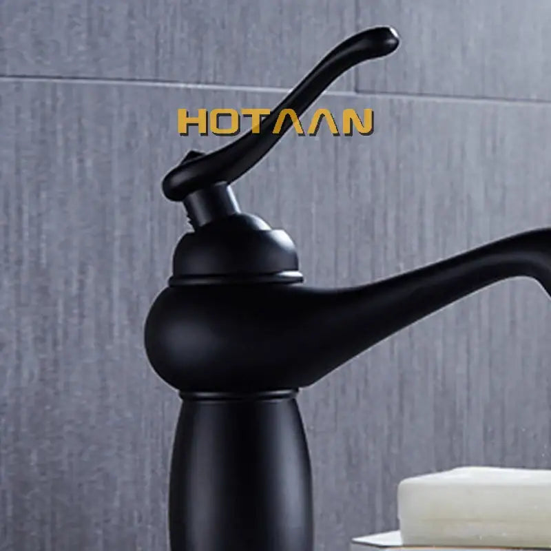 Classic matte black brass basin faucet bathroom curved spout mixer