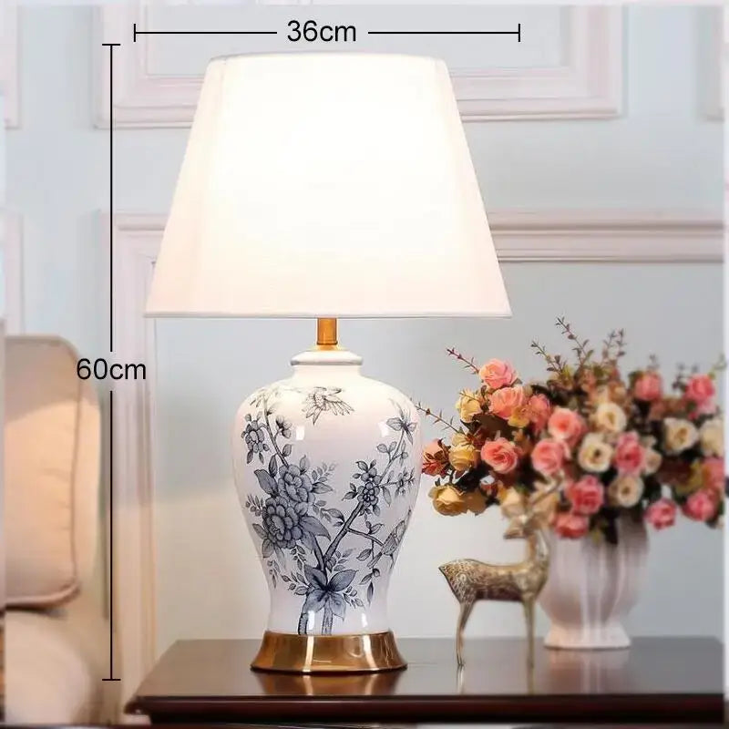 Classic white and black porcelain table lamp – living room decor
