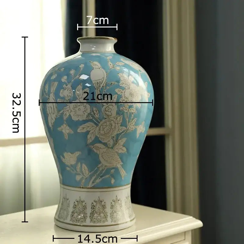 Classical blue & white porcelain vase living room floral decor