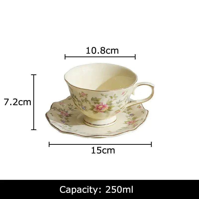 Classical pink rose ceramic cup and saucer set dining room decor