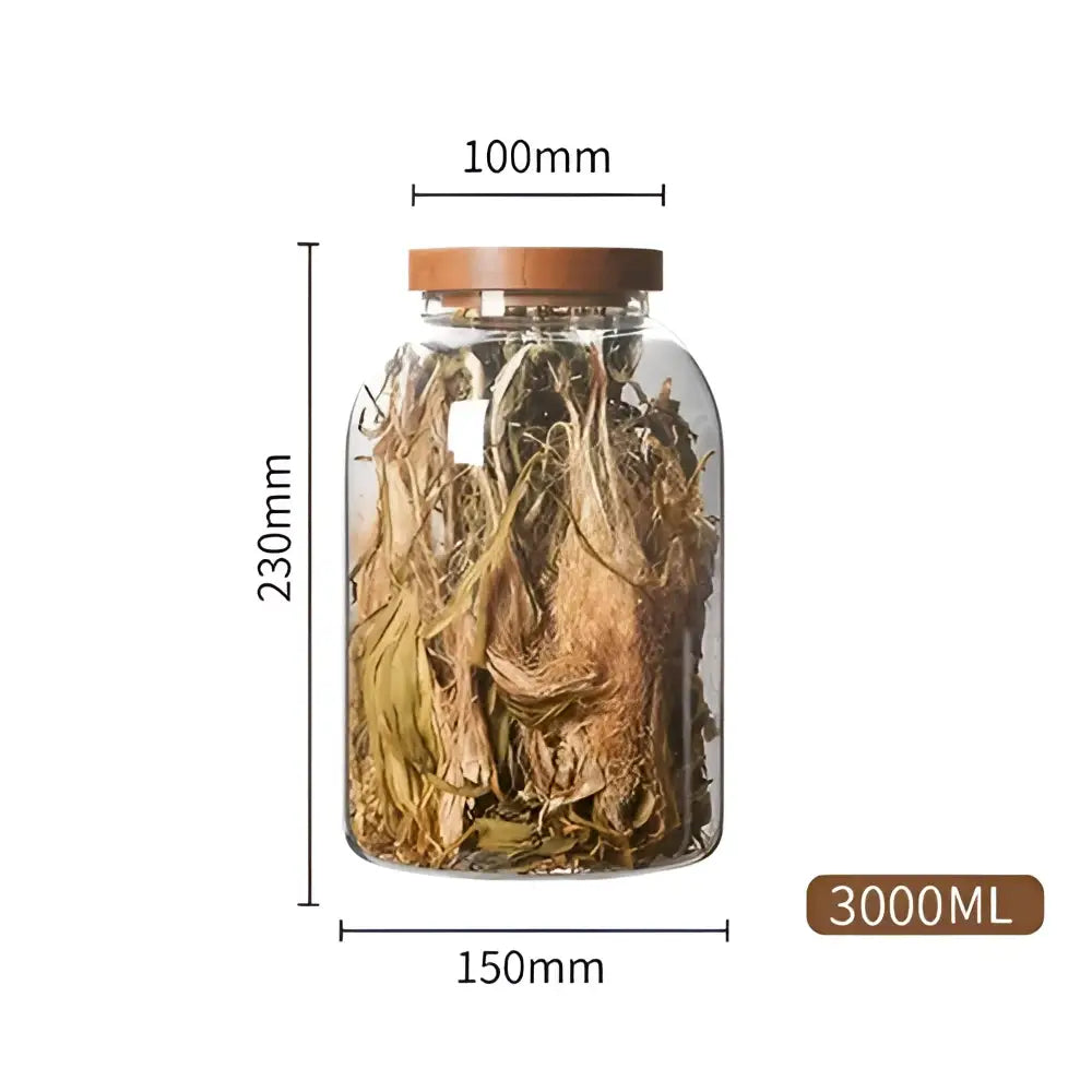 Clear kitchen glass jars with acacia lid set of 2 food storage